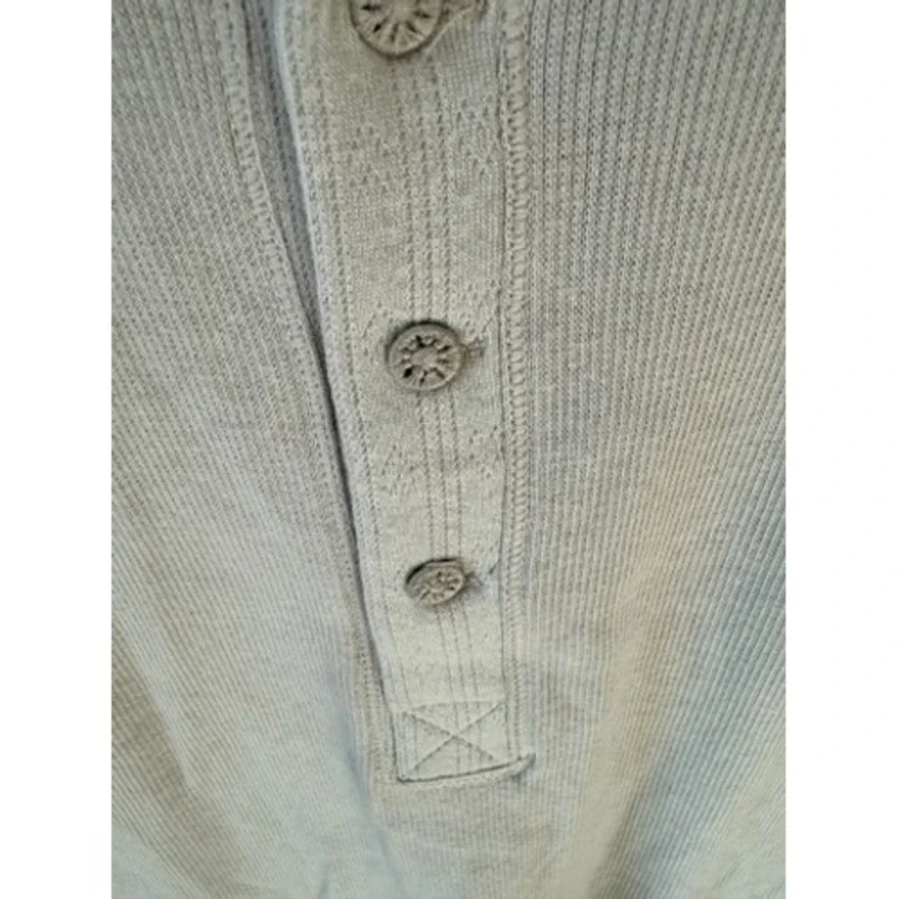 Free People Moonstruck Thermal Henley Top Grey Lavender Long Sleeve XS